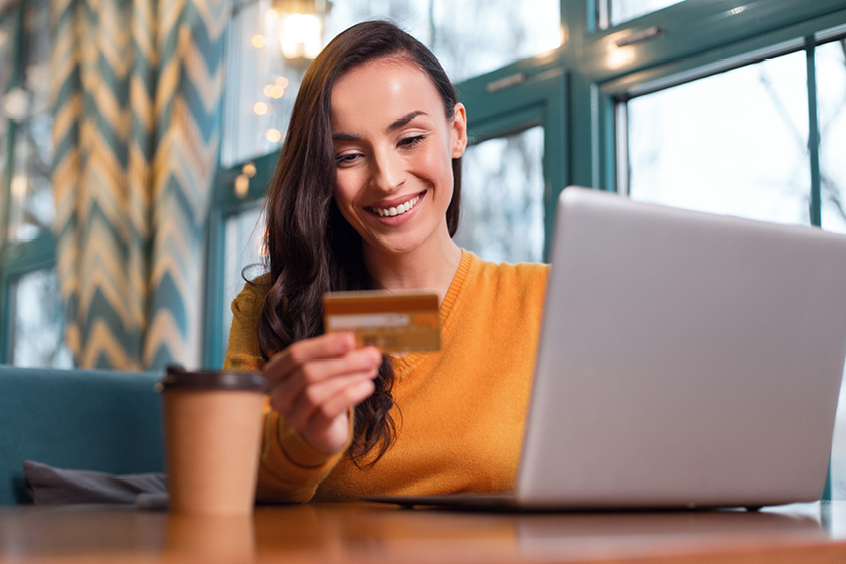 Woman using computer for ecommerce