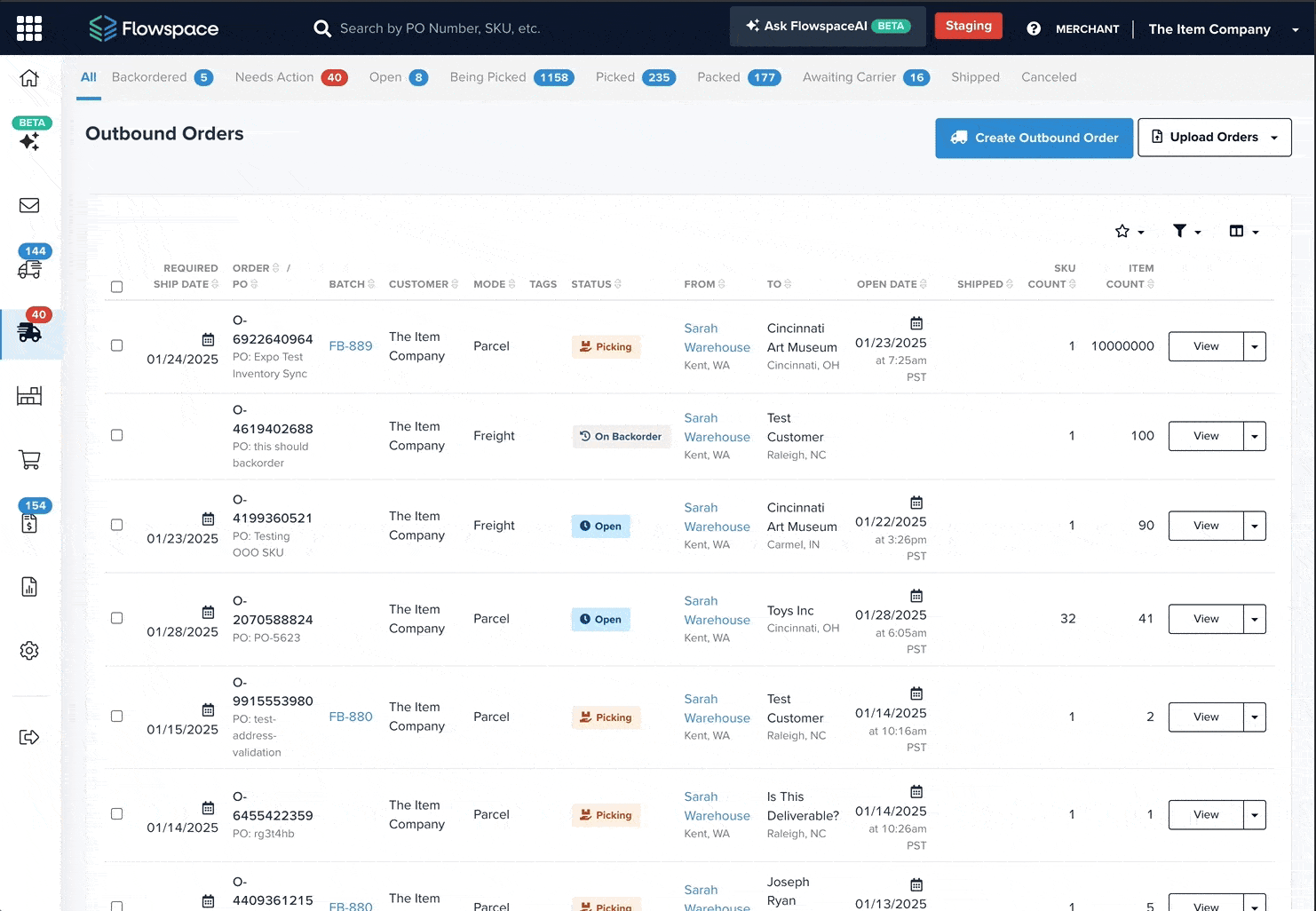 a gif showcasing flowspace's order management software