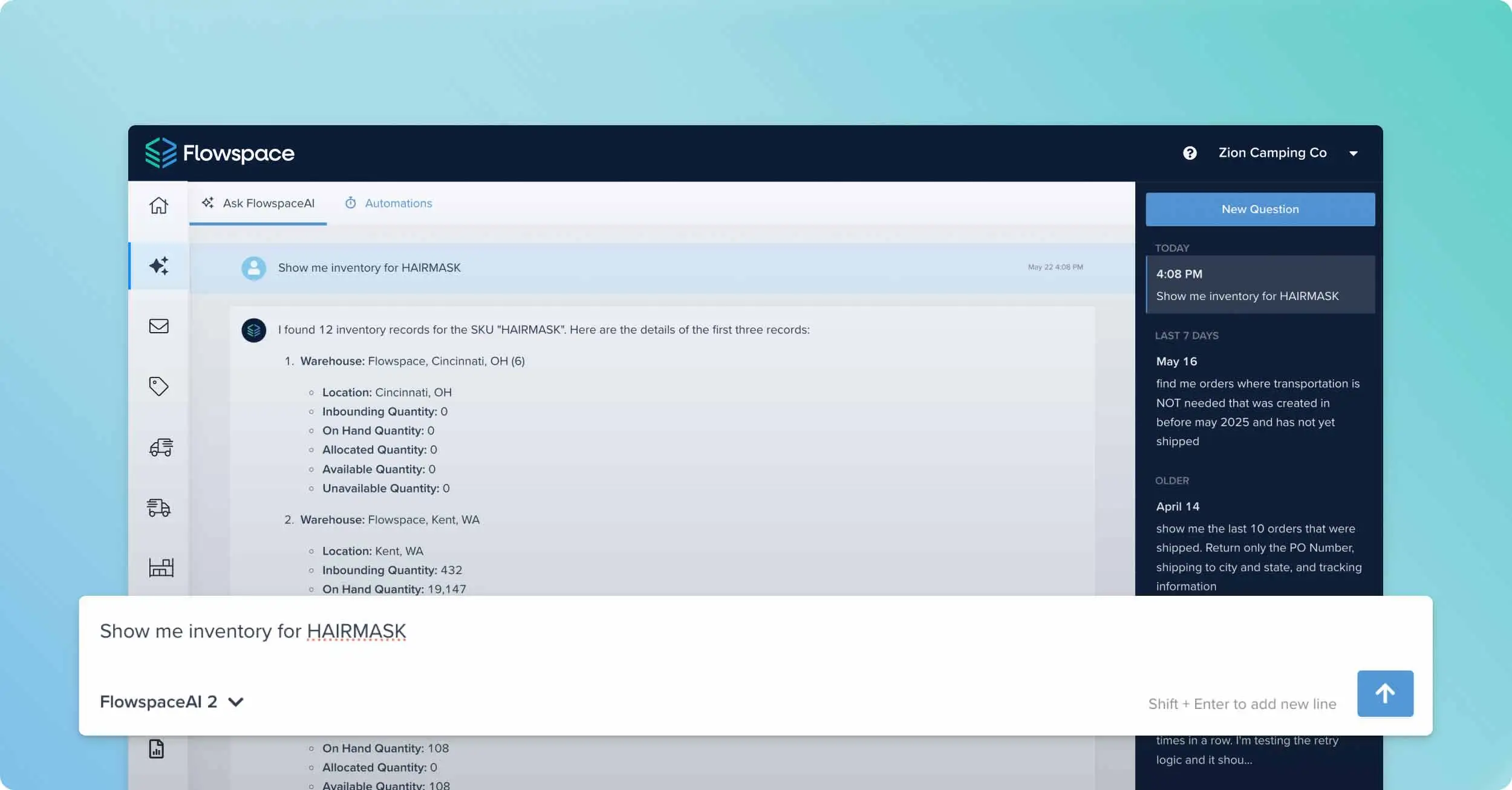 An overview of FlowspaceAI as part of the fulfillment operations platform.